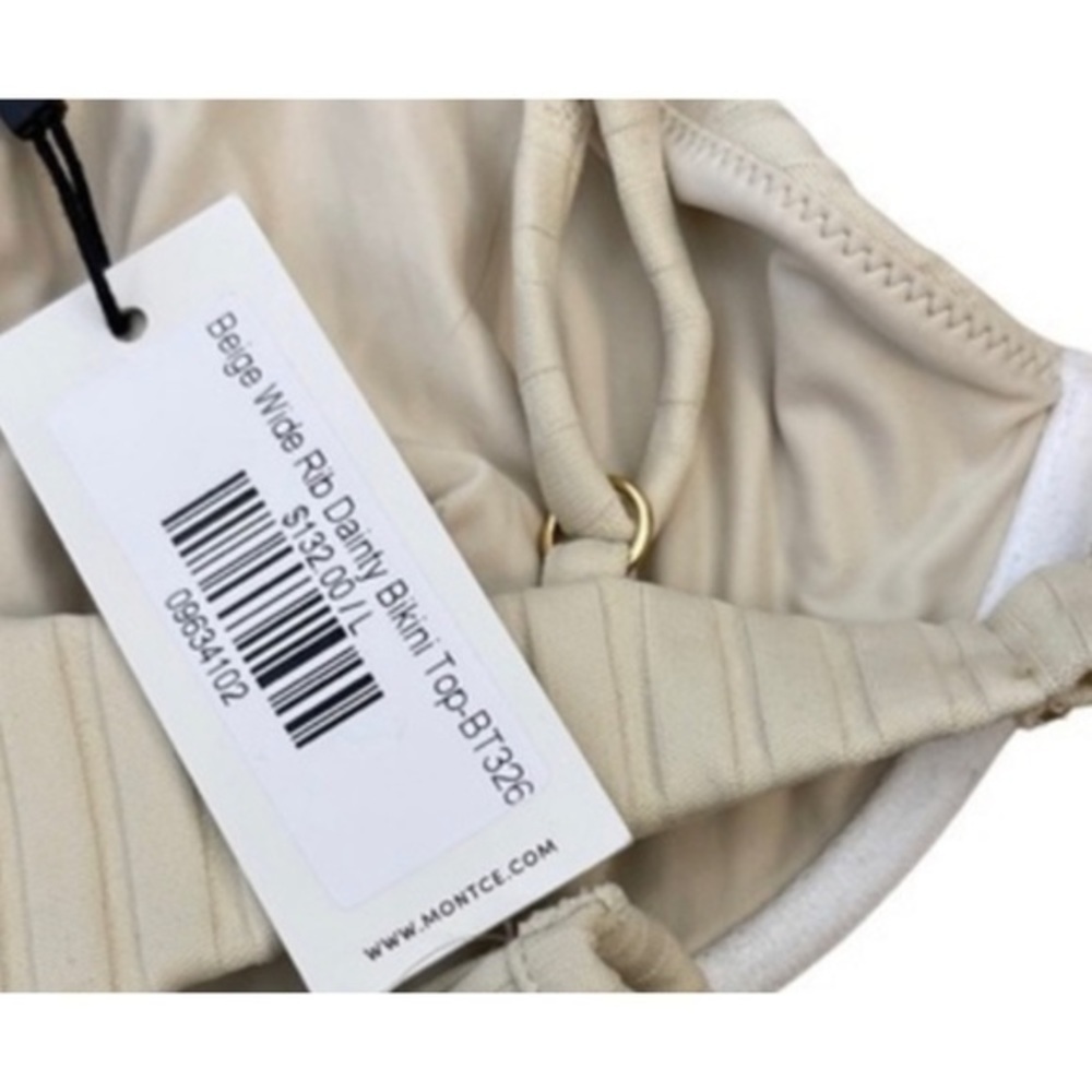 Montce • Dainty Rib Underwire Bikini Top Cream Wide Rib L NWT - Picture 5 of 5